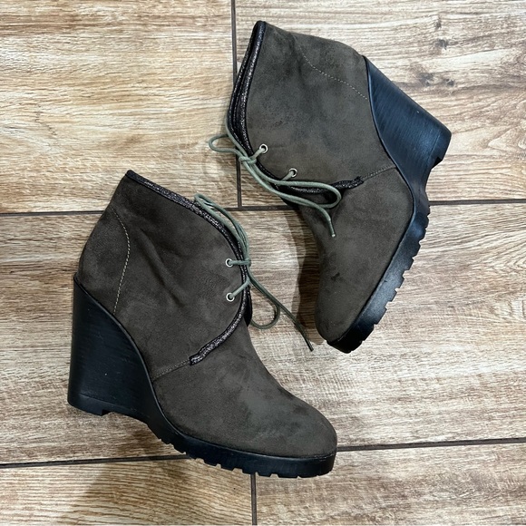 Anthropologie Vanessa Wu wedge booties Boots Size 10 Gray EU 41 - Picture 16 of 16